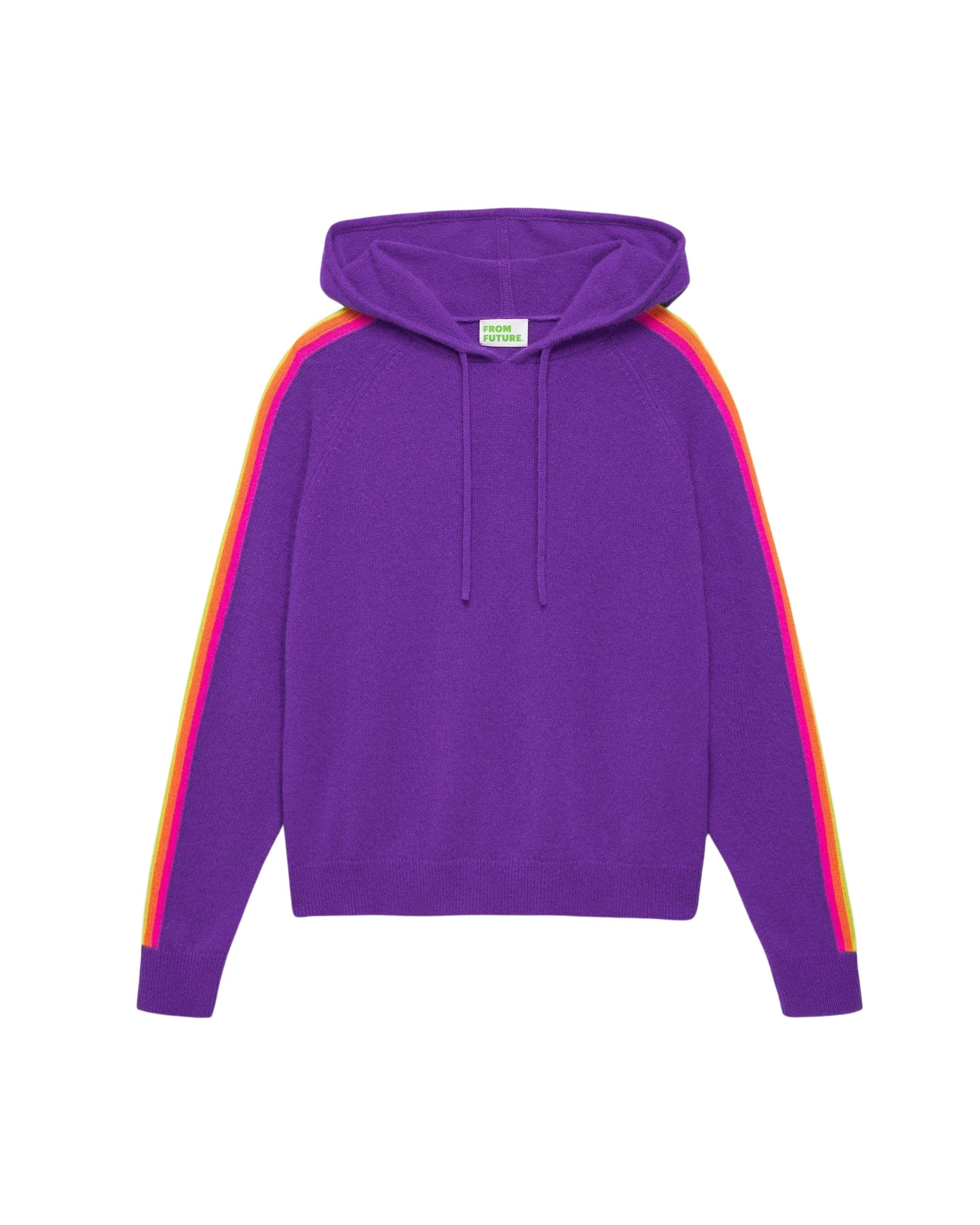 Hoodie oversize à bande multicore en cachemire - Neon Purple