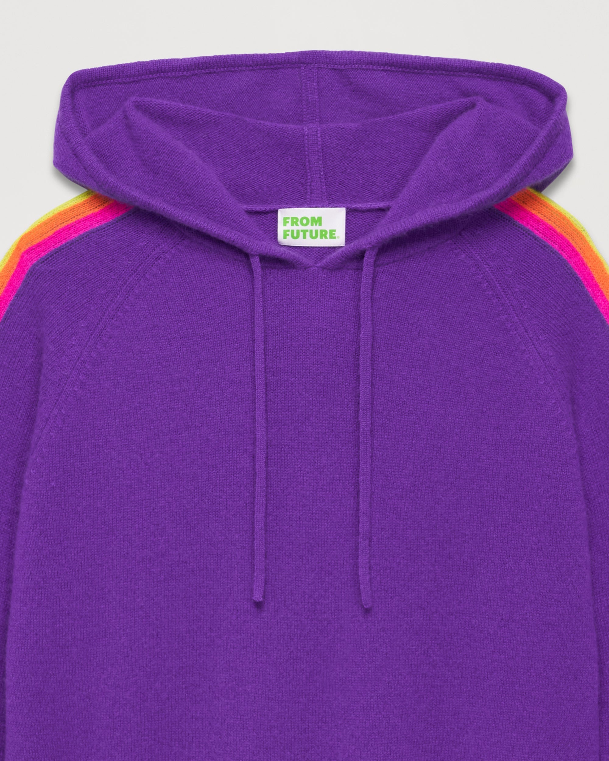 Hoodie oversize à bande multicore en cachemire - Neon Purple
