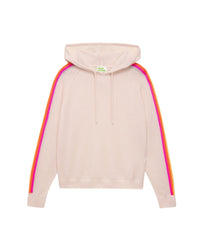 Hoodie oversize à bande multicore en cachemire - Ecru
