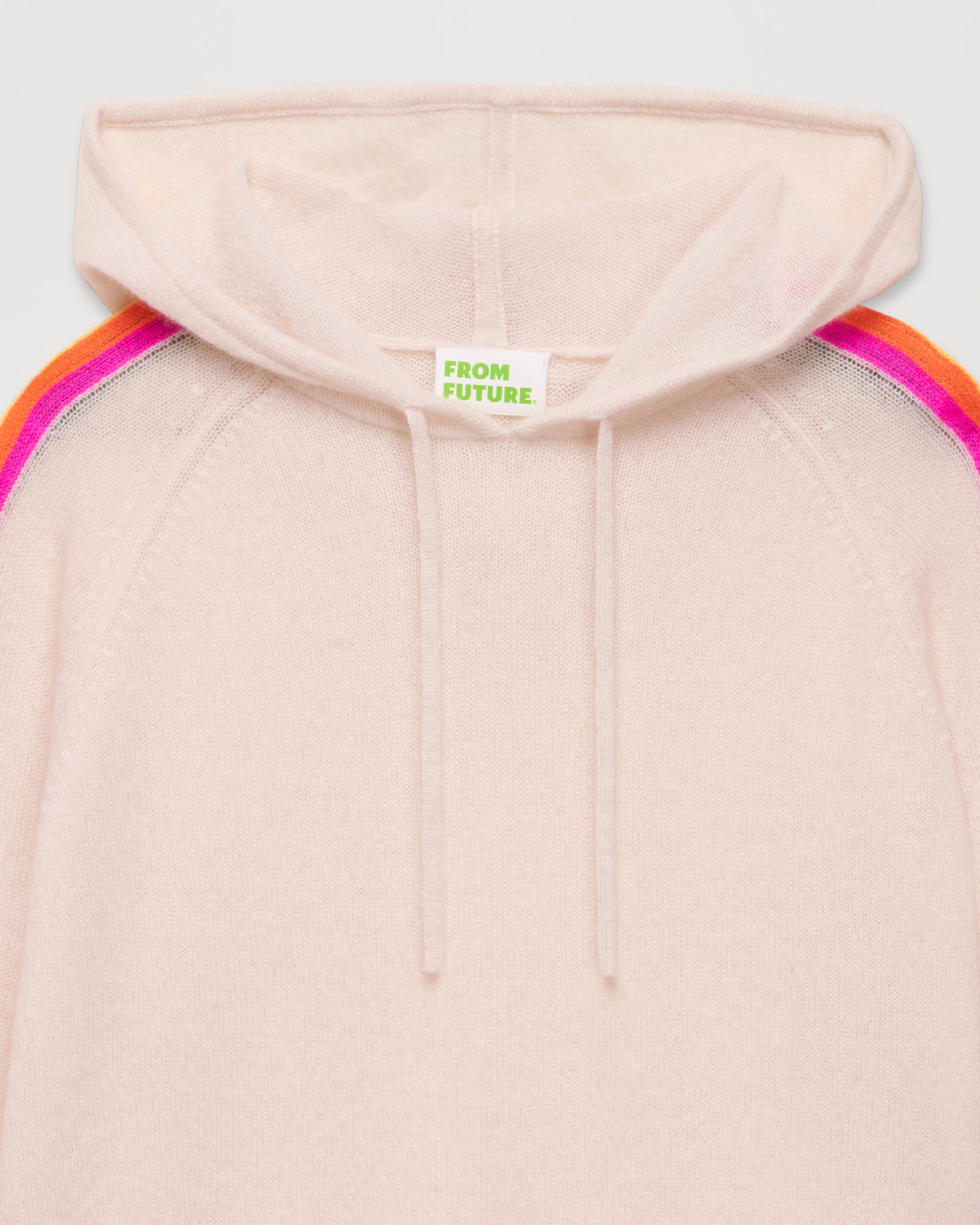 Hoodie oversize à bande multicore en cachemire - Ecru