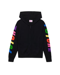 Hoodie zippé Future en laine mérinos - Black