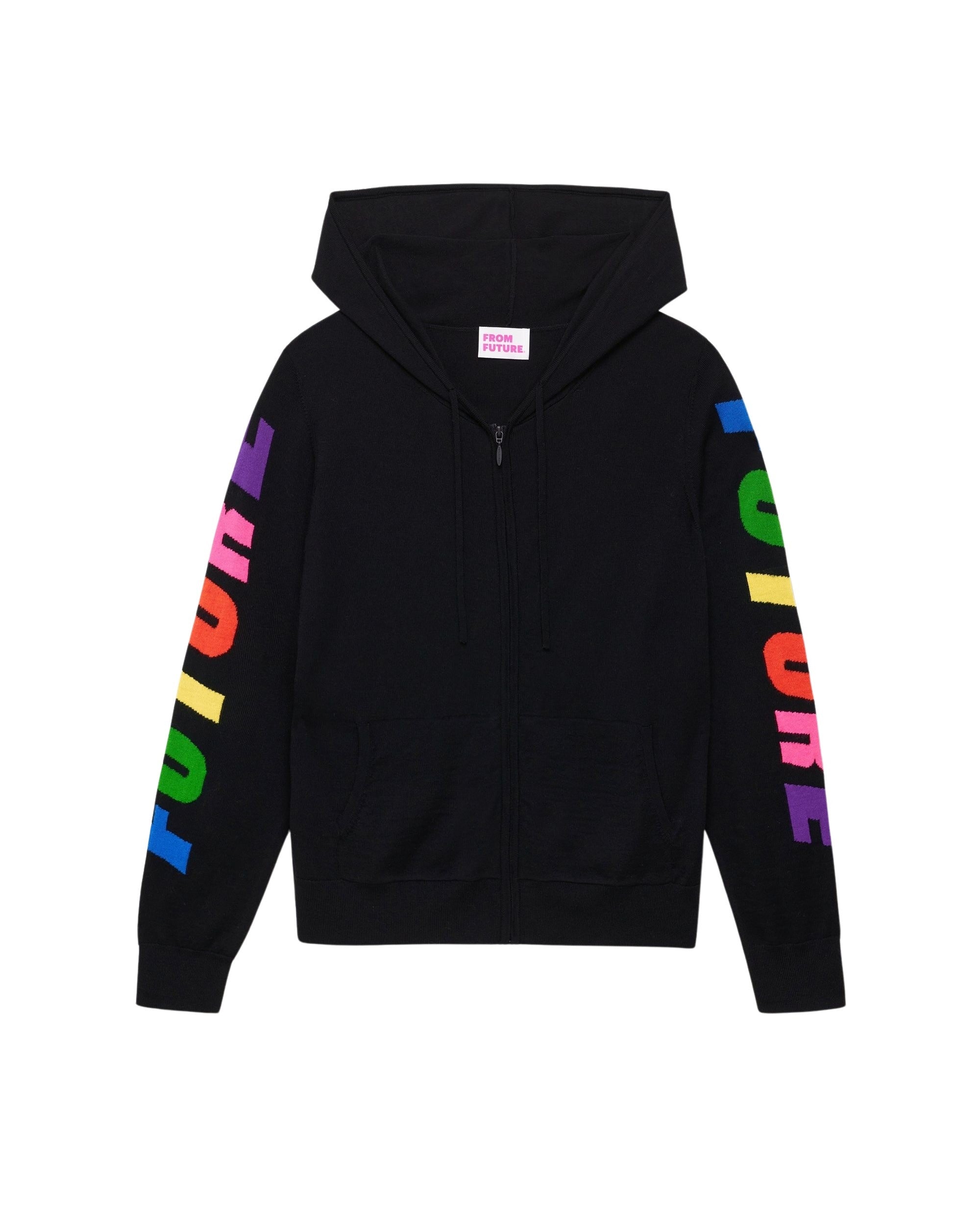 Hoodie zippé Future en laine mérinos - Black