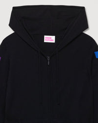 Hoodie zippé Future en laine mérinos - Black