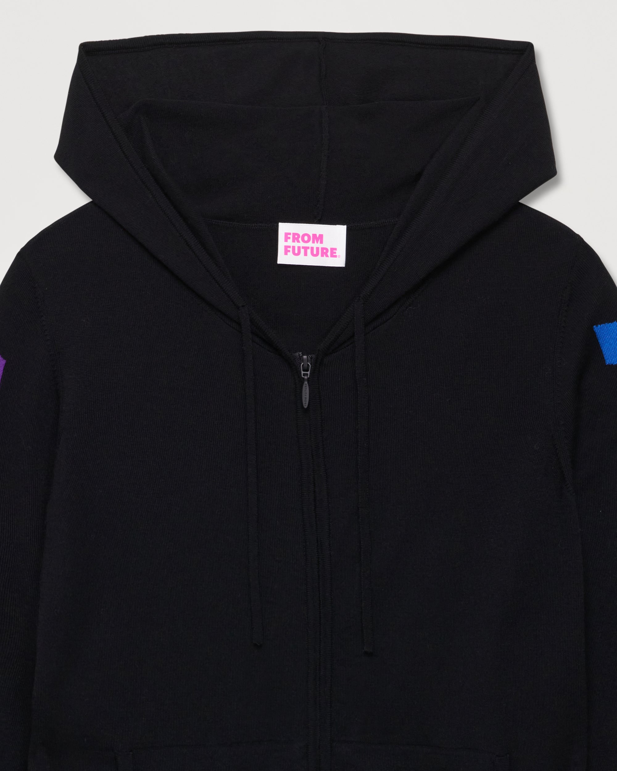 Hoodie zippé Future en laine mérinos - Black