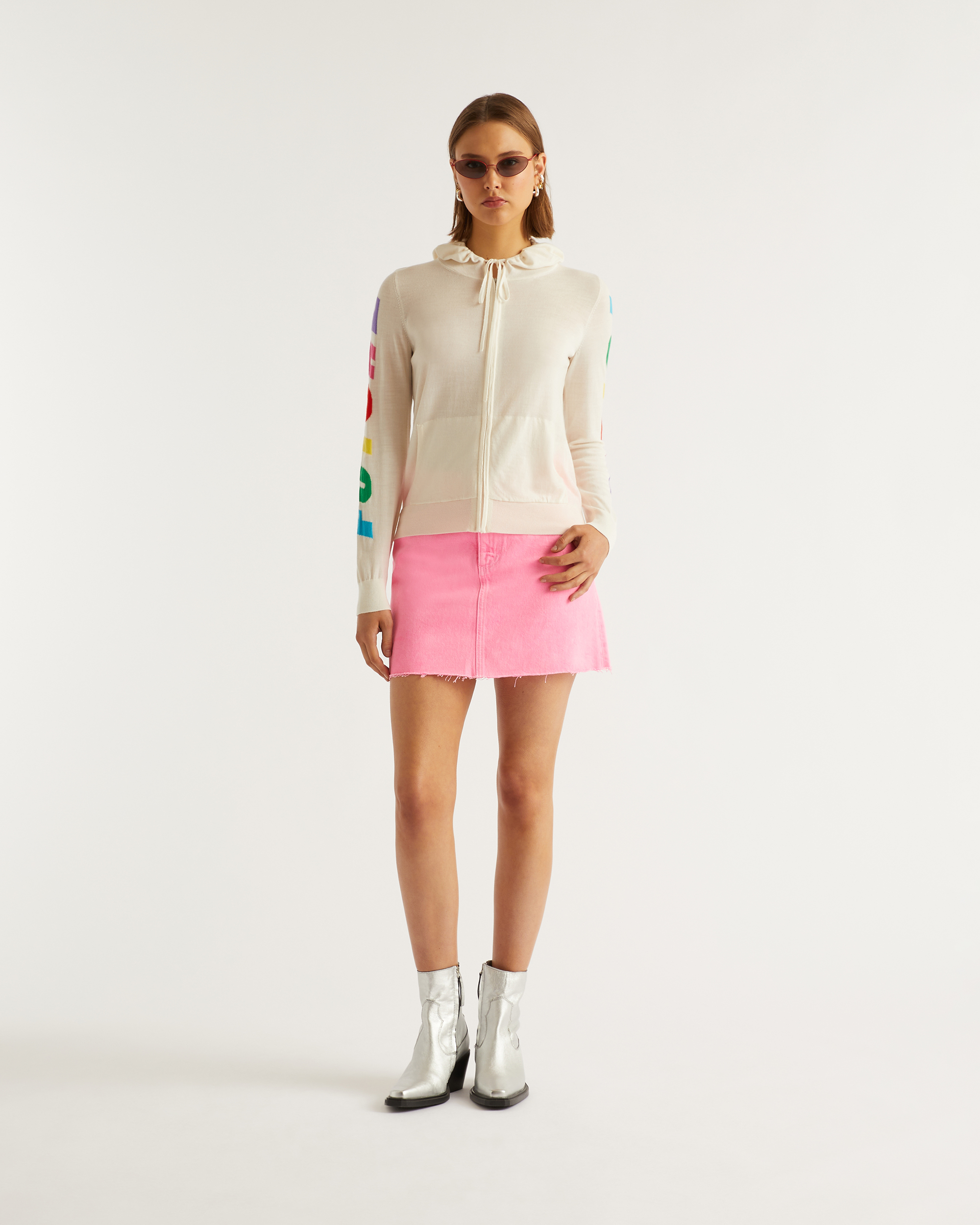 Hoodie zippé Future en laine mérinos - Ecru