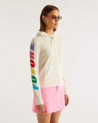Hoodie zippé Future en laine mérinos - Ecru