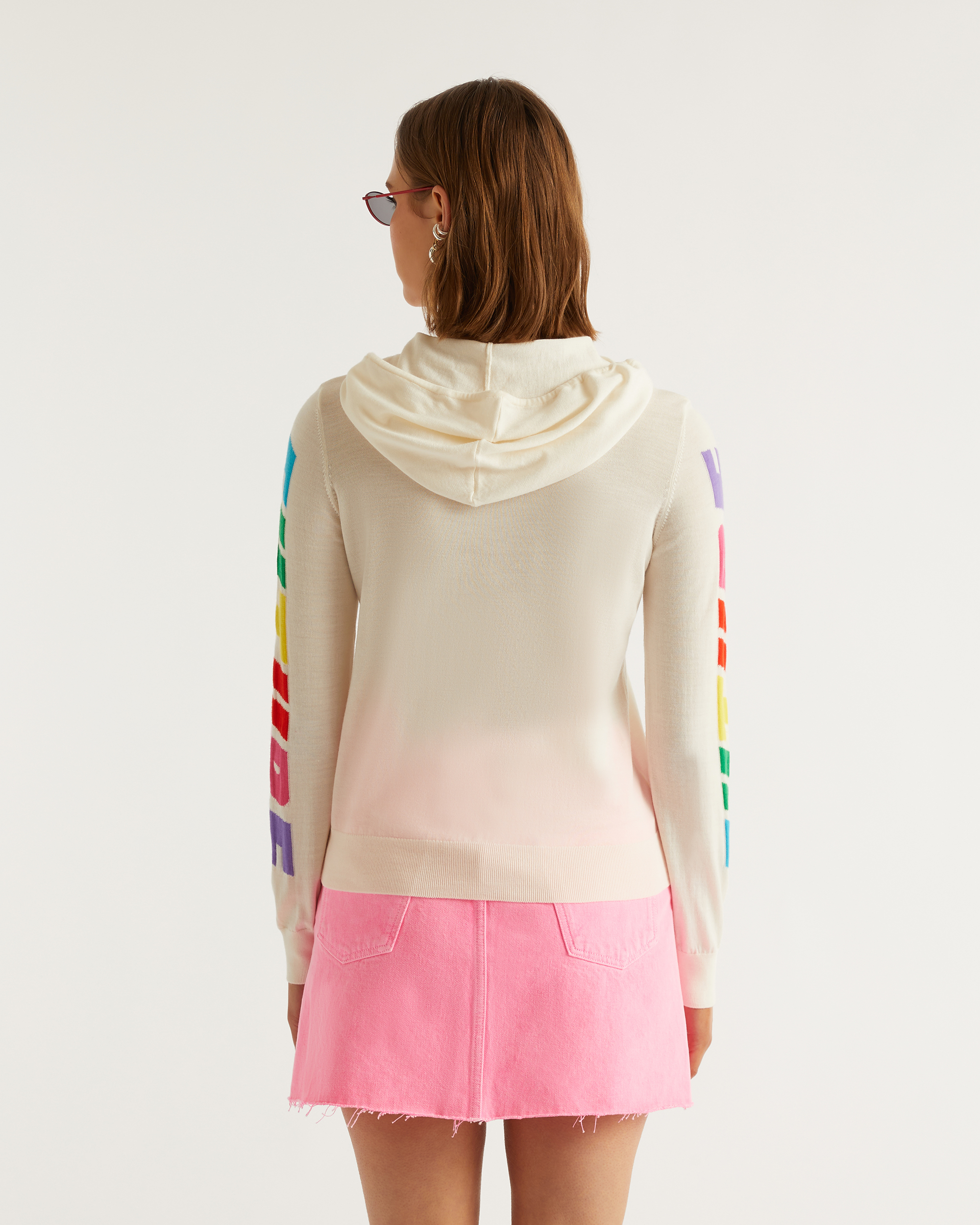 Hoodie zippé Future en laine mérinos - Ecru