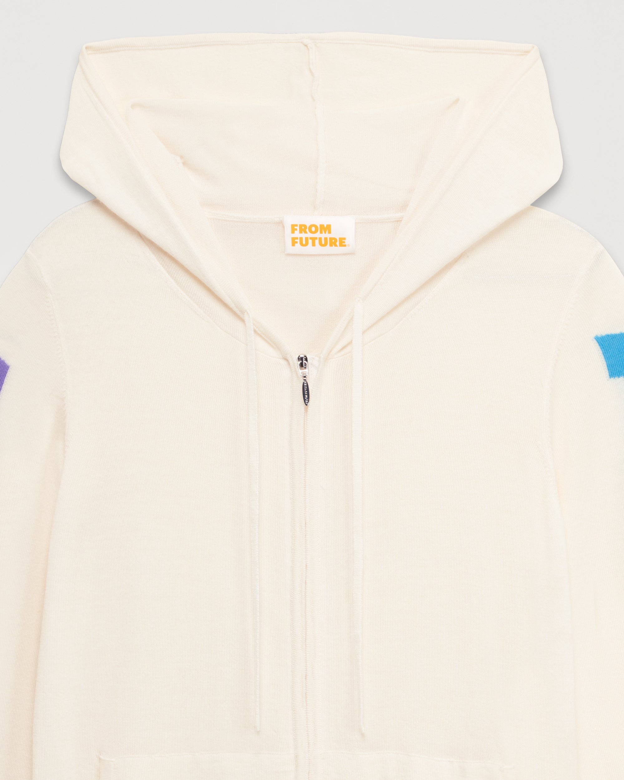 Hoodie zippé Future en laine mérinos - Ecru