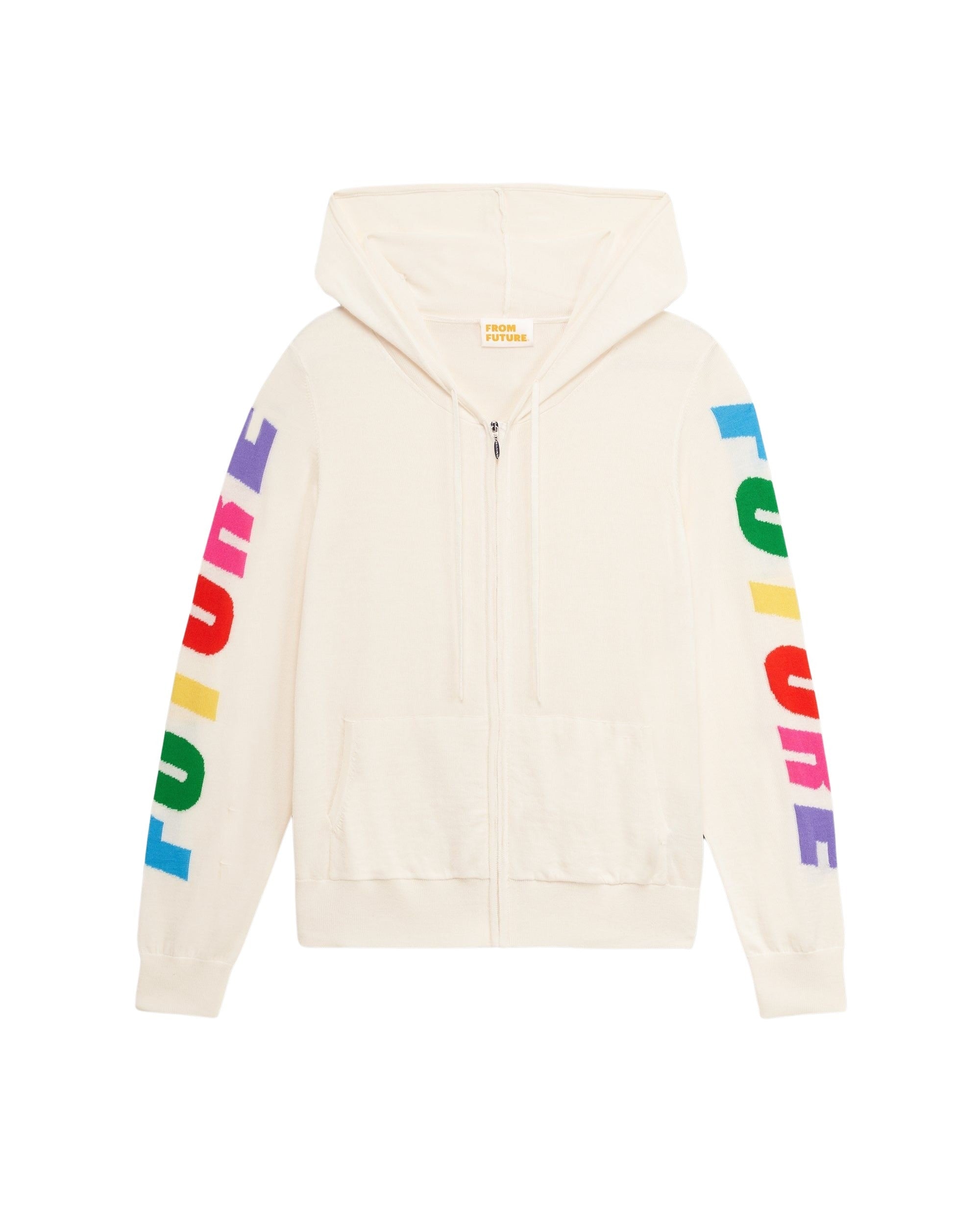 Hoodie zippé Future en laine mérinos - Ecru
