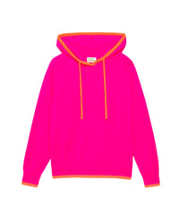 Hoodie oversize à liserets contrastés en cachemire - Flash Pink