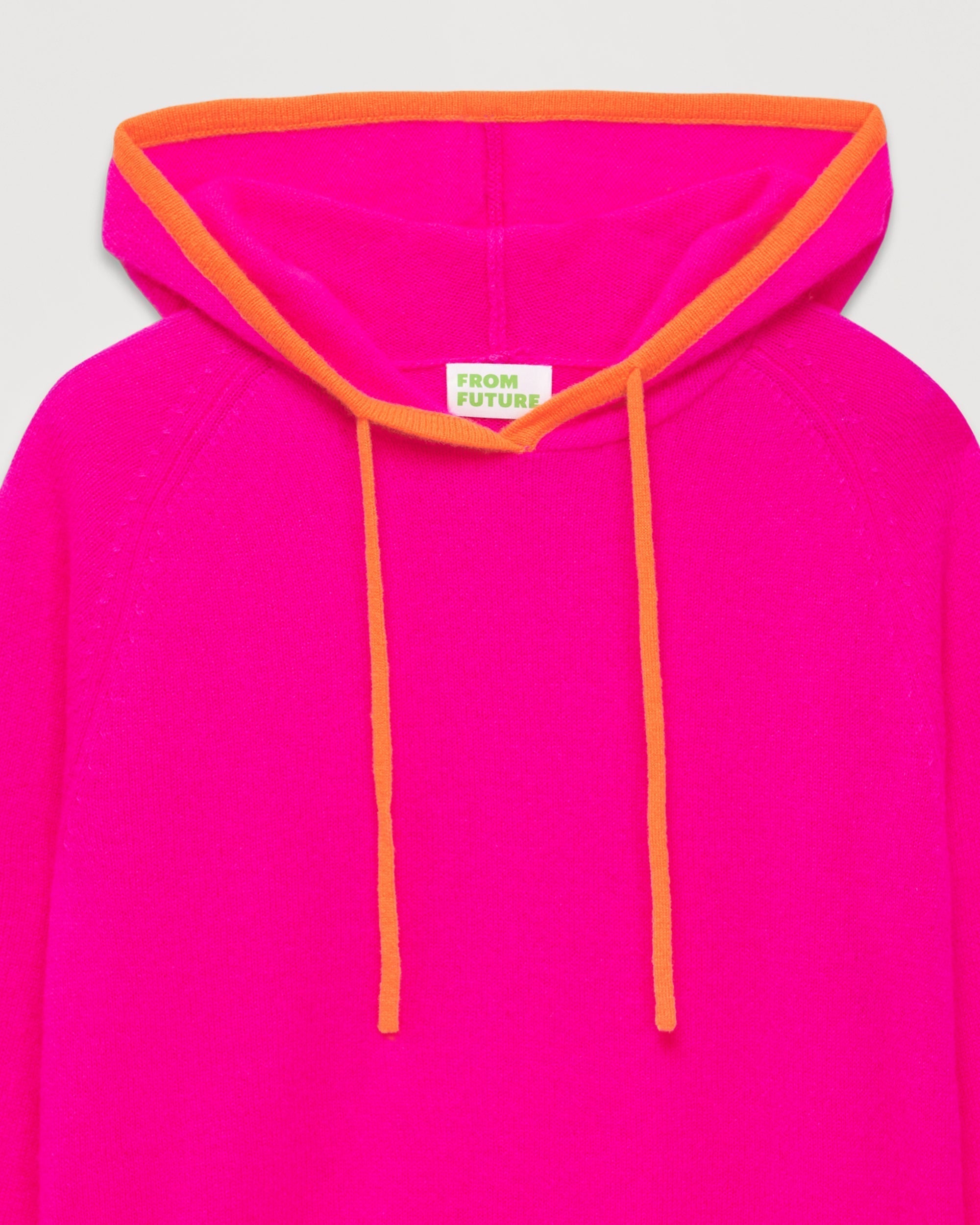 Hoodie oversize à liserets contrastés en cachemire - Flash Pink