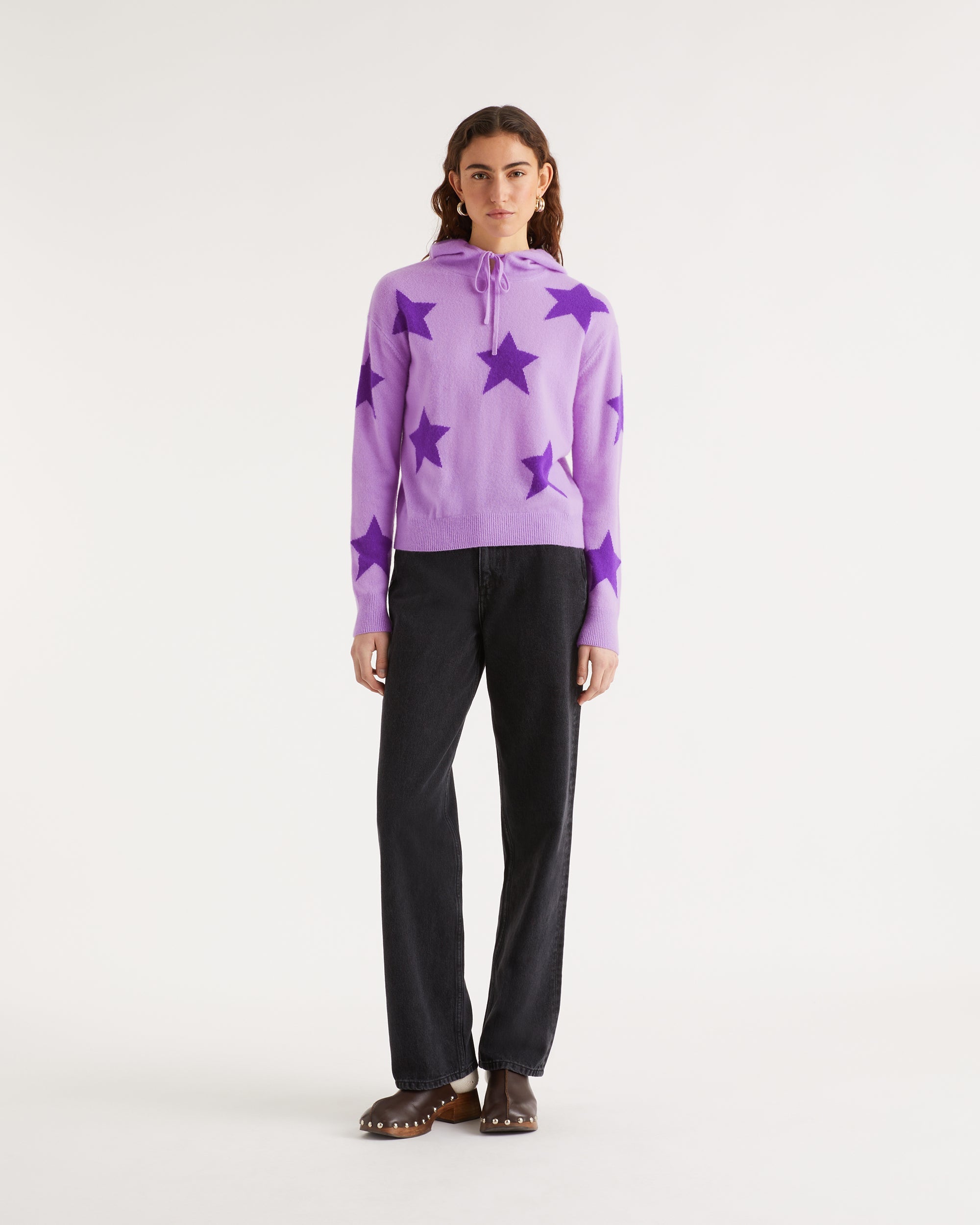 Hoodie oversize à motif étoiles en cachemire - Holiday Lilac