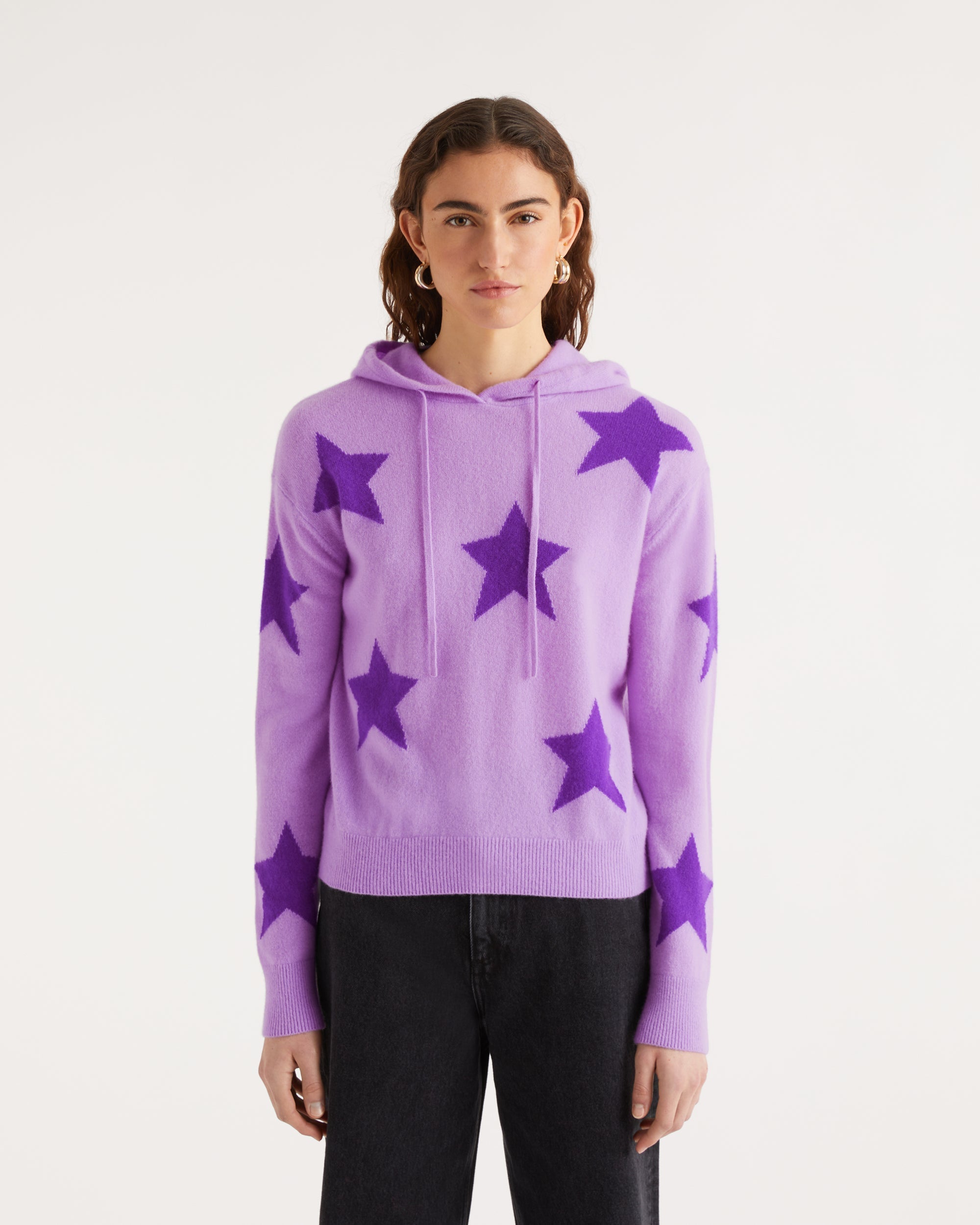 Hoodie oversize à motif étoiles en cachemire - Holiday Lilac