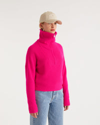 Pull oversize à col camionneur en cachemire - Beach Pink