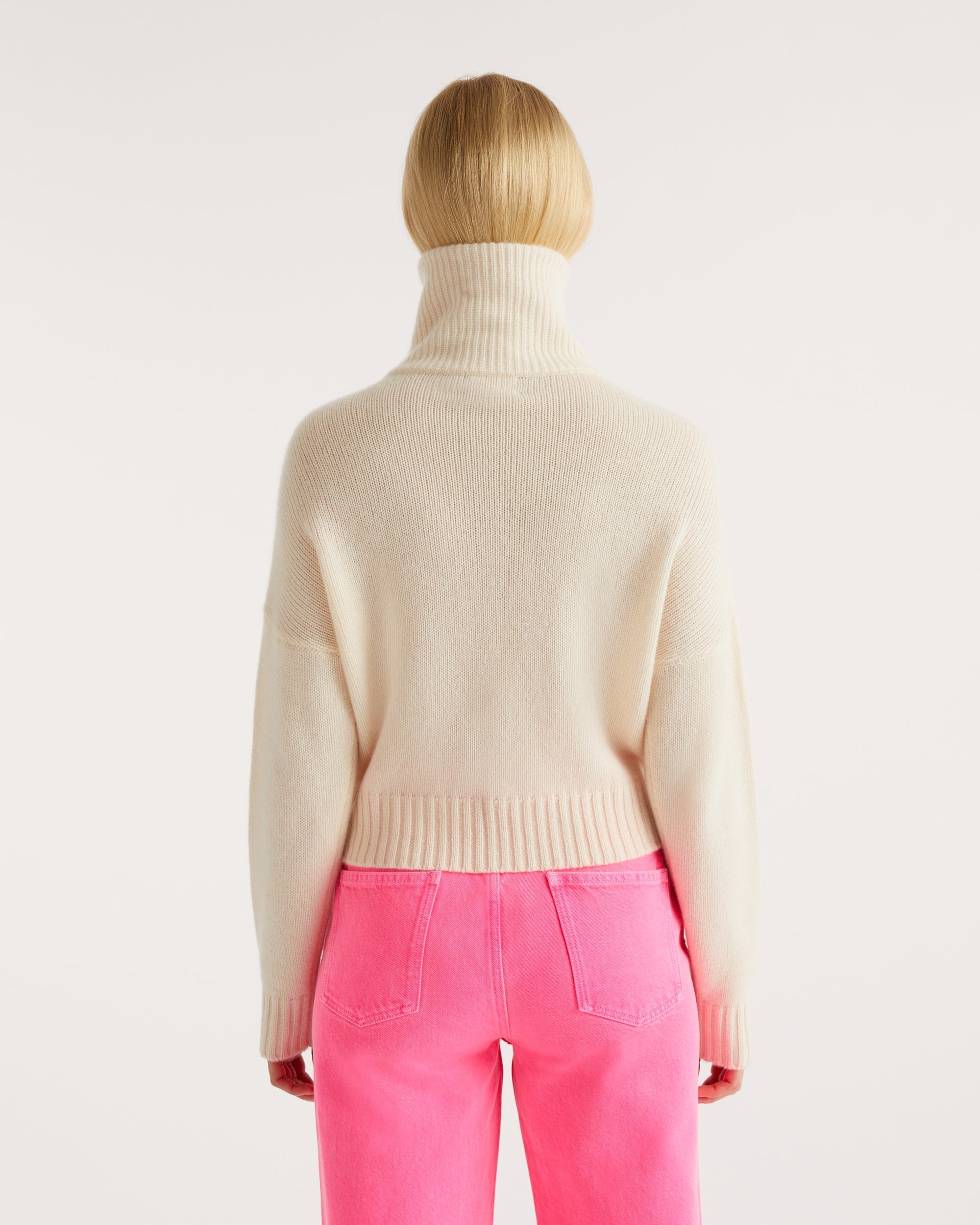 Pull oversize à col camionneur en cachemire - Ecru