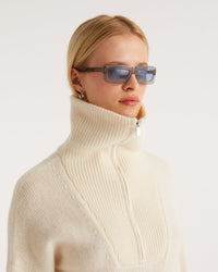 Pull oversize à col camionneur en cachemire - Ecru