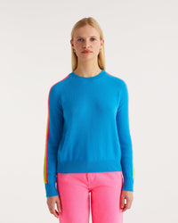 Pull à manches contrastées en cachemire - Passion Blue