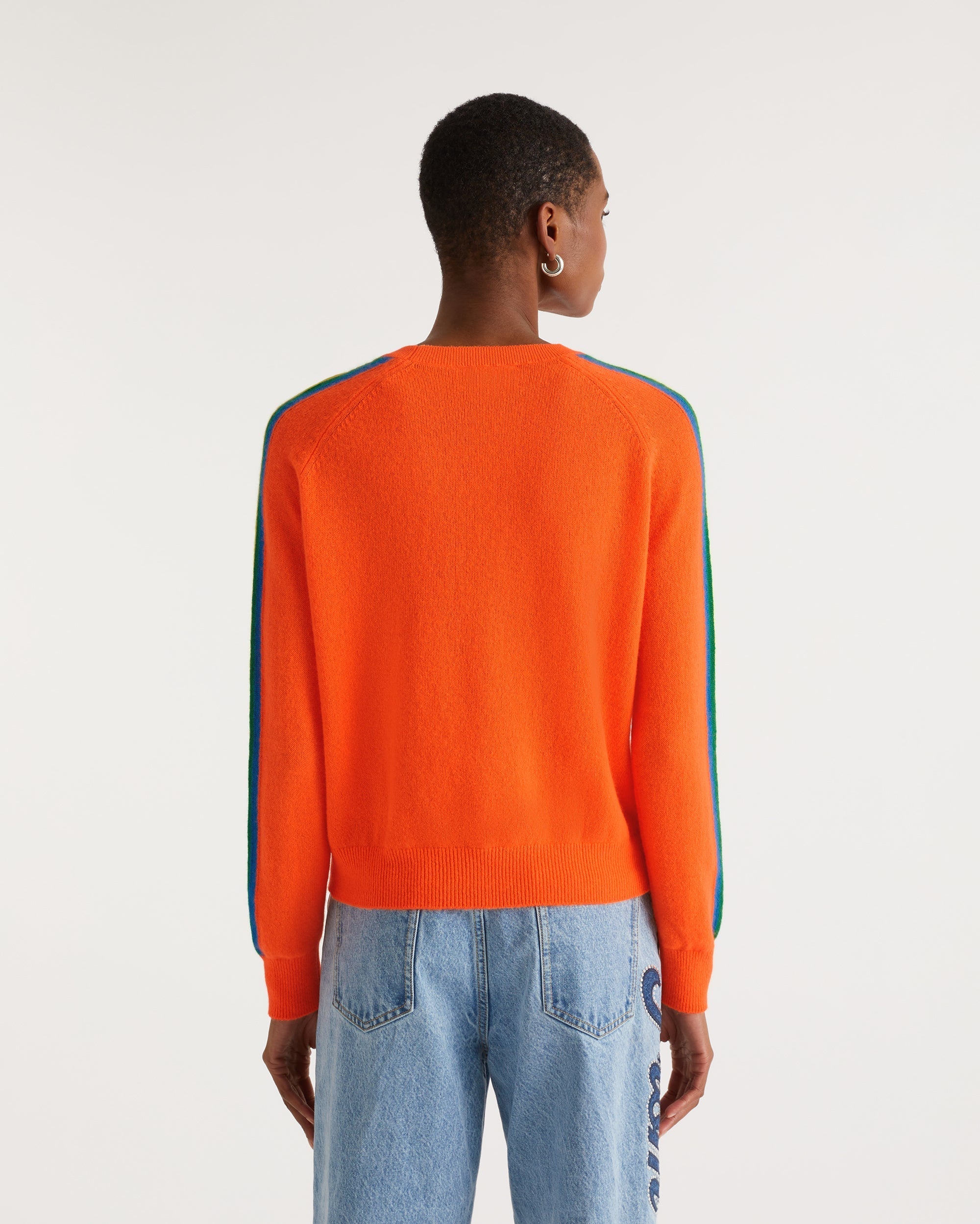 Pull à manches contrastées en cachemire - Beach Orange