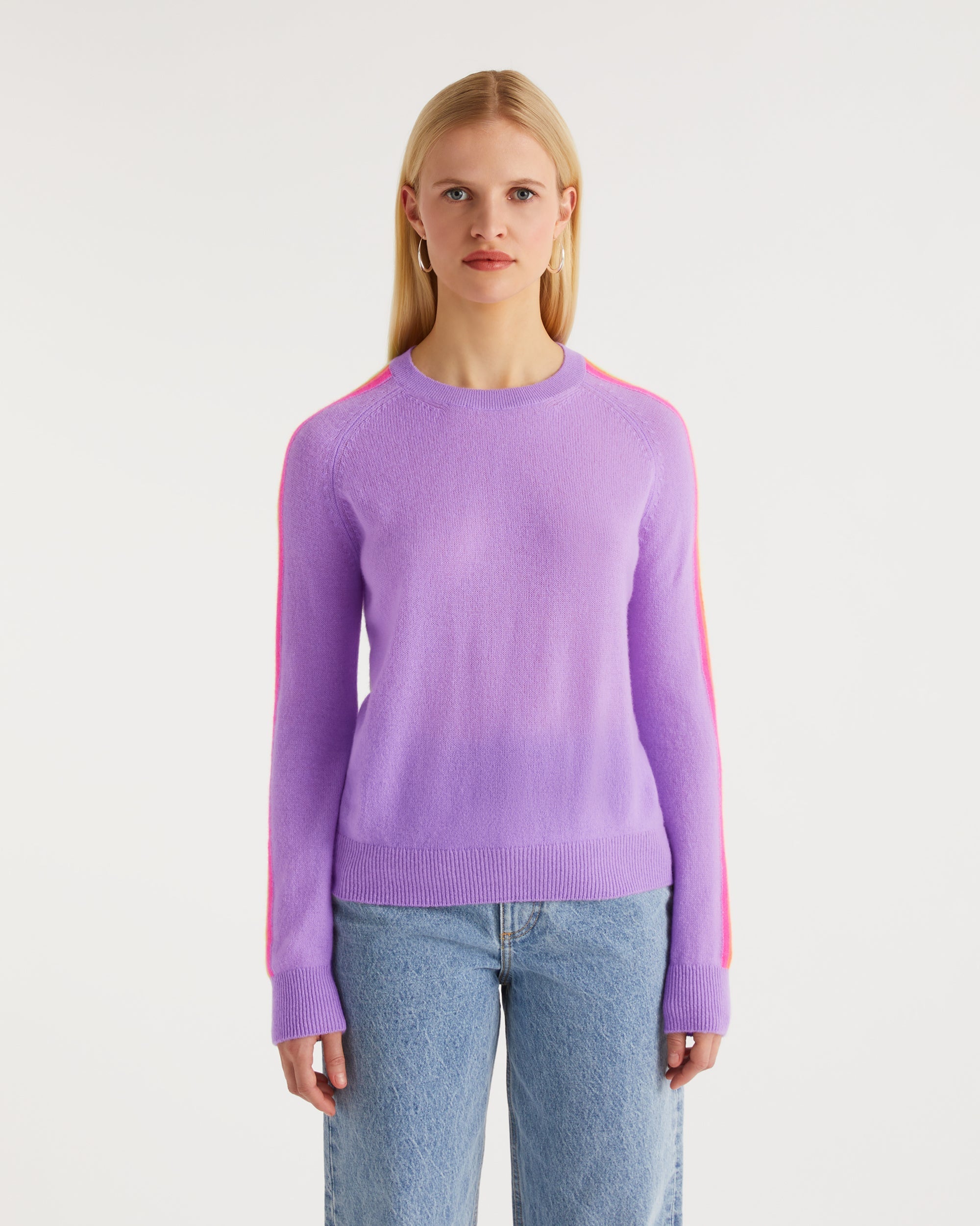 Pull à manches contrastées en cachemire - Holiday Lilac