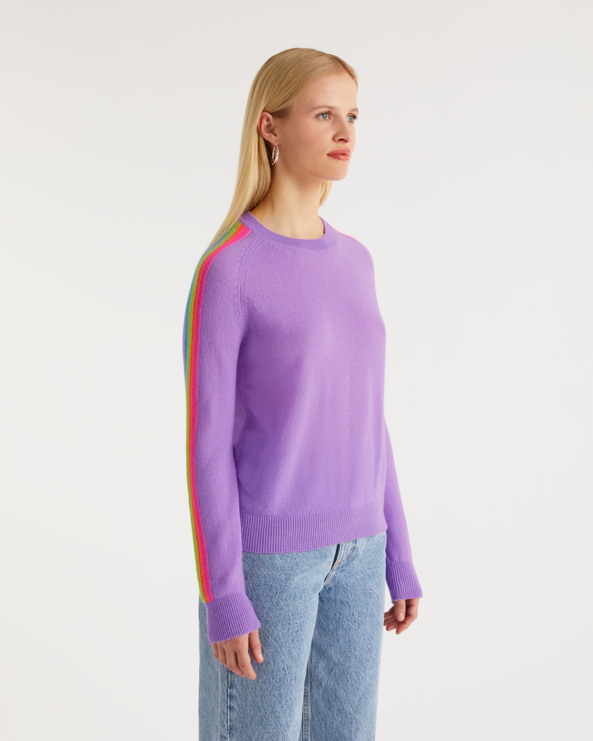 Pull à manches contrastées en cachemire - Holiday Lilac