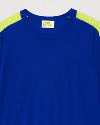 Pull à bande aux manches en laine mérinos - Electric Blue