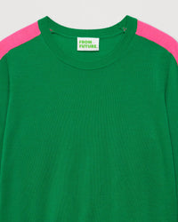 Pull à bande aux manches en laine mérinos - Summer Green