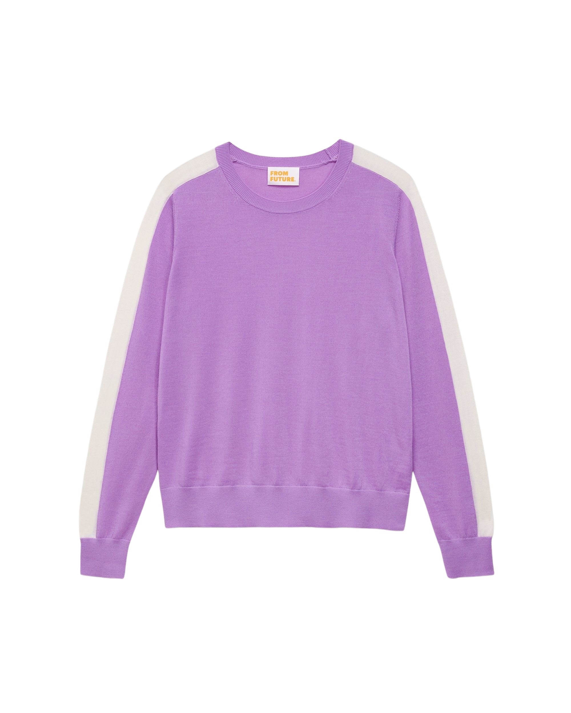 Pull à bande aux manches en laine mérinos - Holiday Lilac