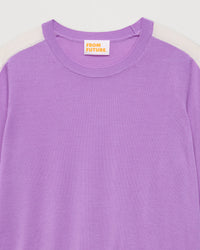 Pull à bande aux manches en laine mérinos - Holiday Lilac