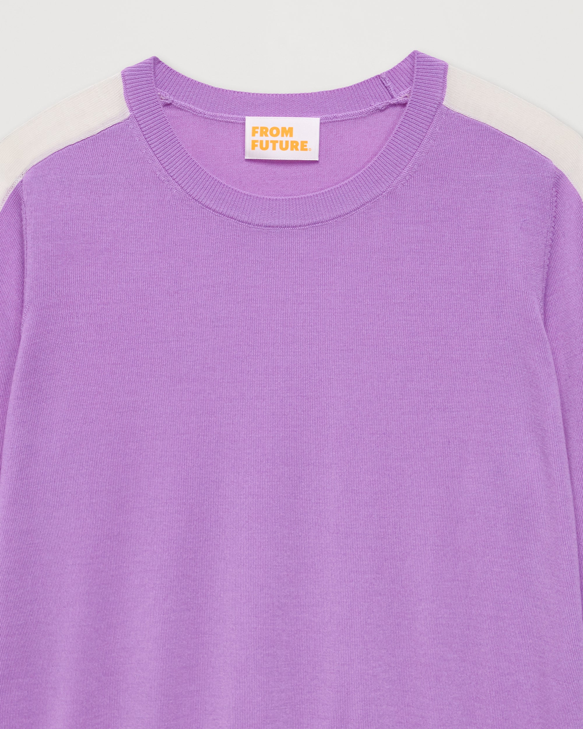 Pull à bande aux manches en laine mérinos - Holiday Lilac