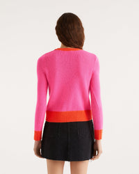 Pull à bord contrasté en cachemire - Neon Pink