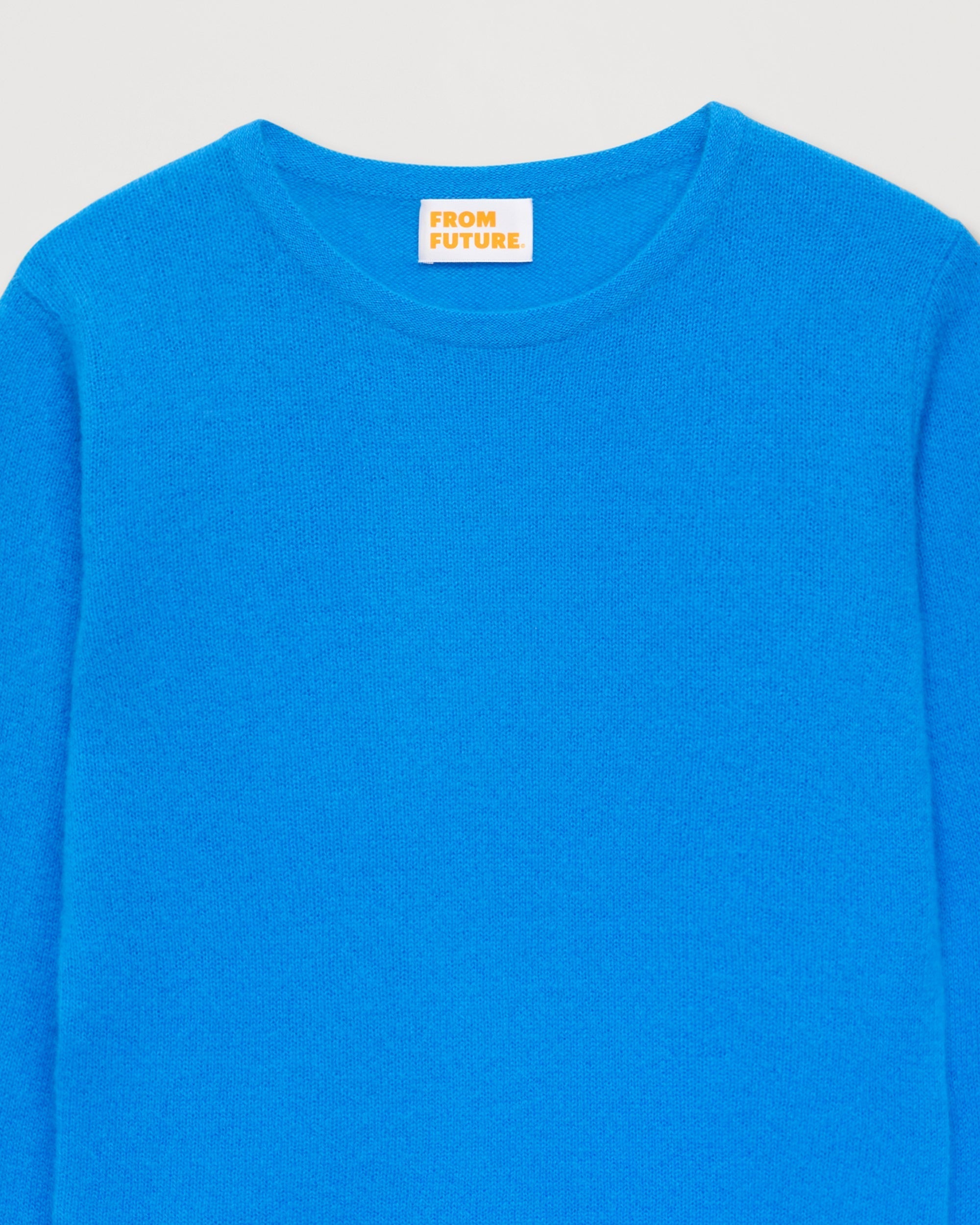 T-shirt Light à col rond et fente en cachemire - Passion Blue