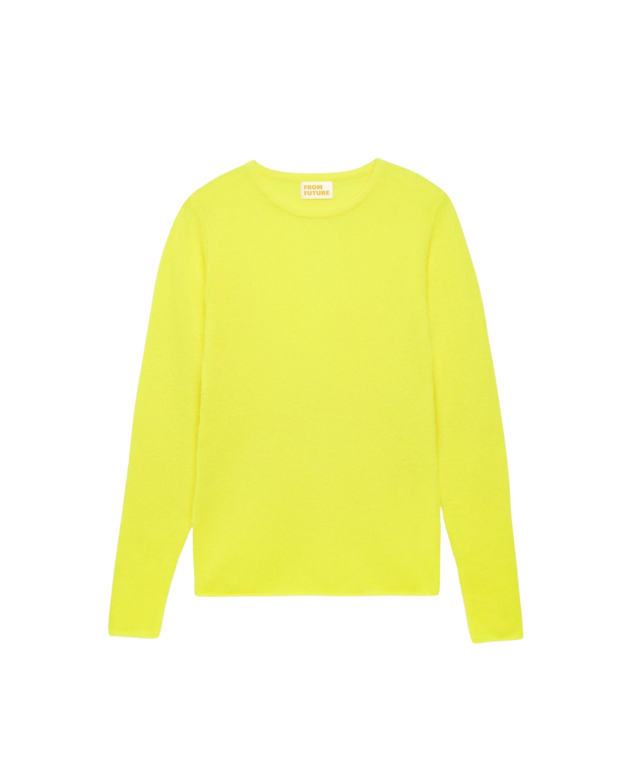 T-shirt Light à col rond et fente en cachemire - Neon Yellow