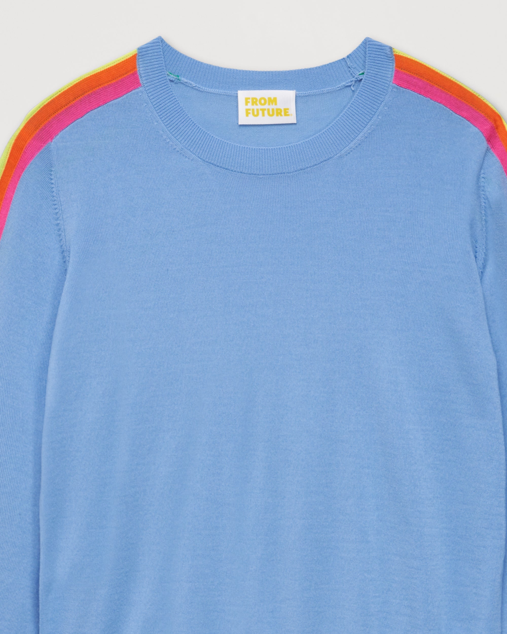 Pull à manches multicolores en laine mérinos - Sunrise Blue