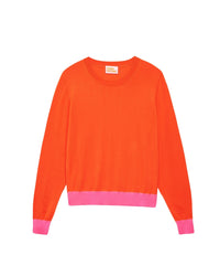 Pull à bord contrasté en laine mérinos - Beach Orange