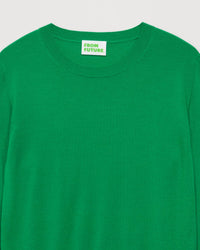 Pull à bord contrasté en laine mérinos - Summer Green