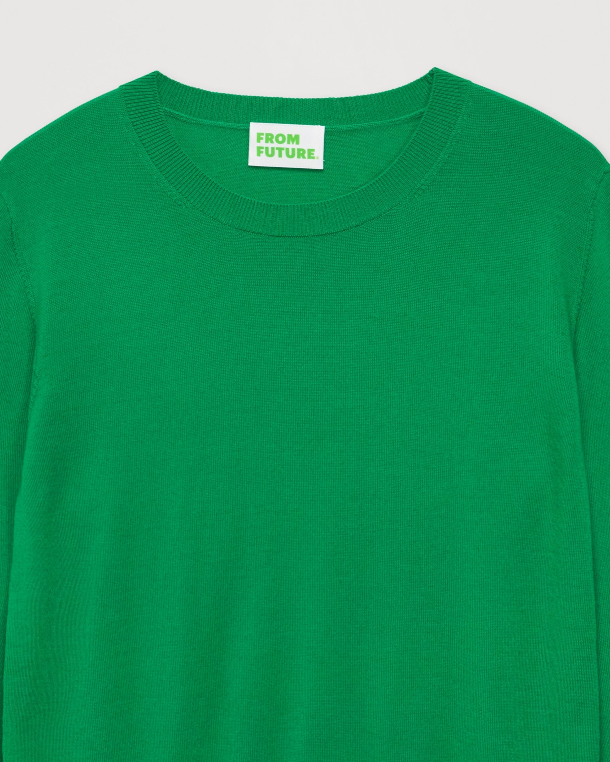 Pull à bord contrasté en laine mérinos - Summer Green