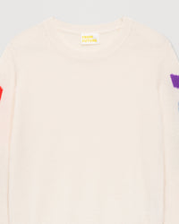 Pull Future à manches multicolores en cachemire - Ecru