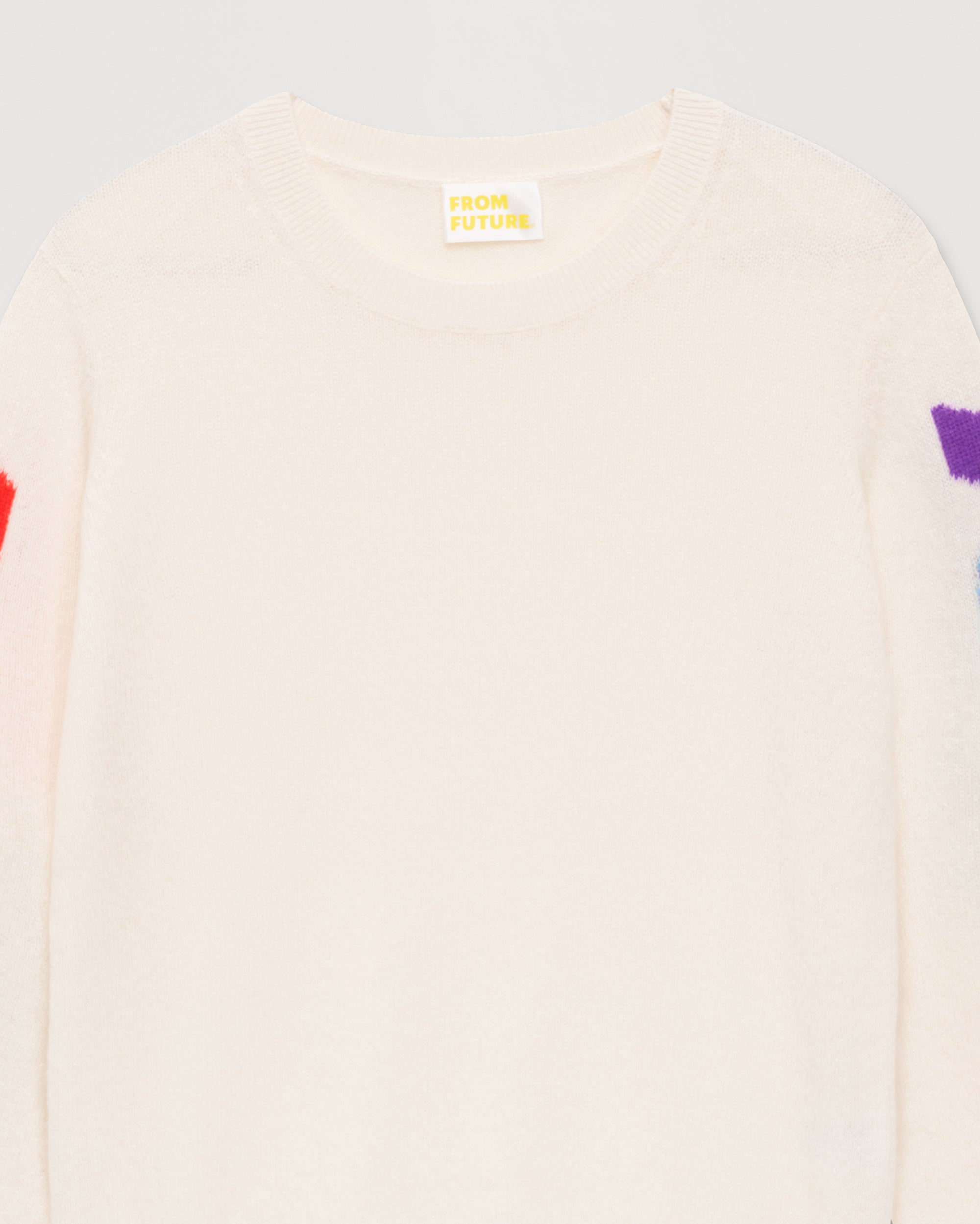 Pull Future à manches multicolores en cachemire - Ecru
