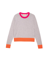 Pull Light à bord bicolore en cachemire - Light Heather Gray