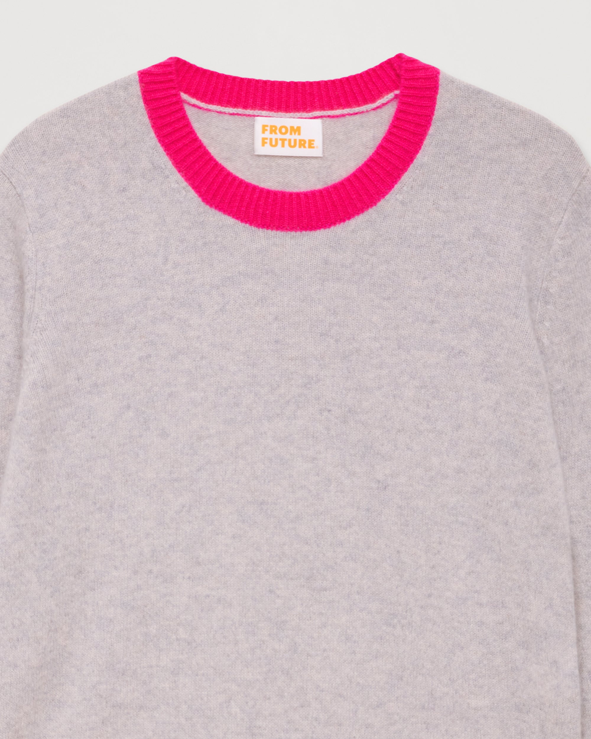 Pull Light à bord bicolore en cachemire - Light Heather Gray