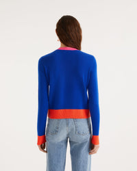 Pull Light à bord bicolore en cachemire - Electric Blue