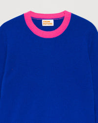Pull Light à bord bicolore en cachemire - Electric Blue