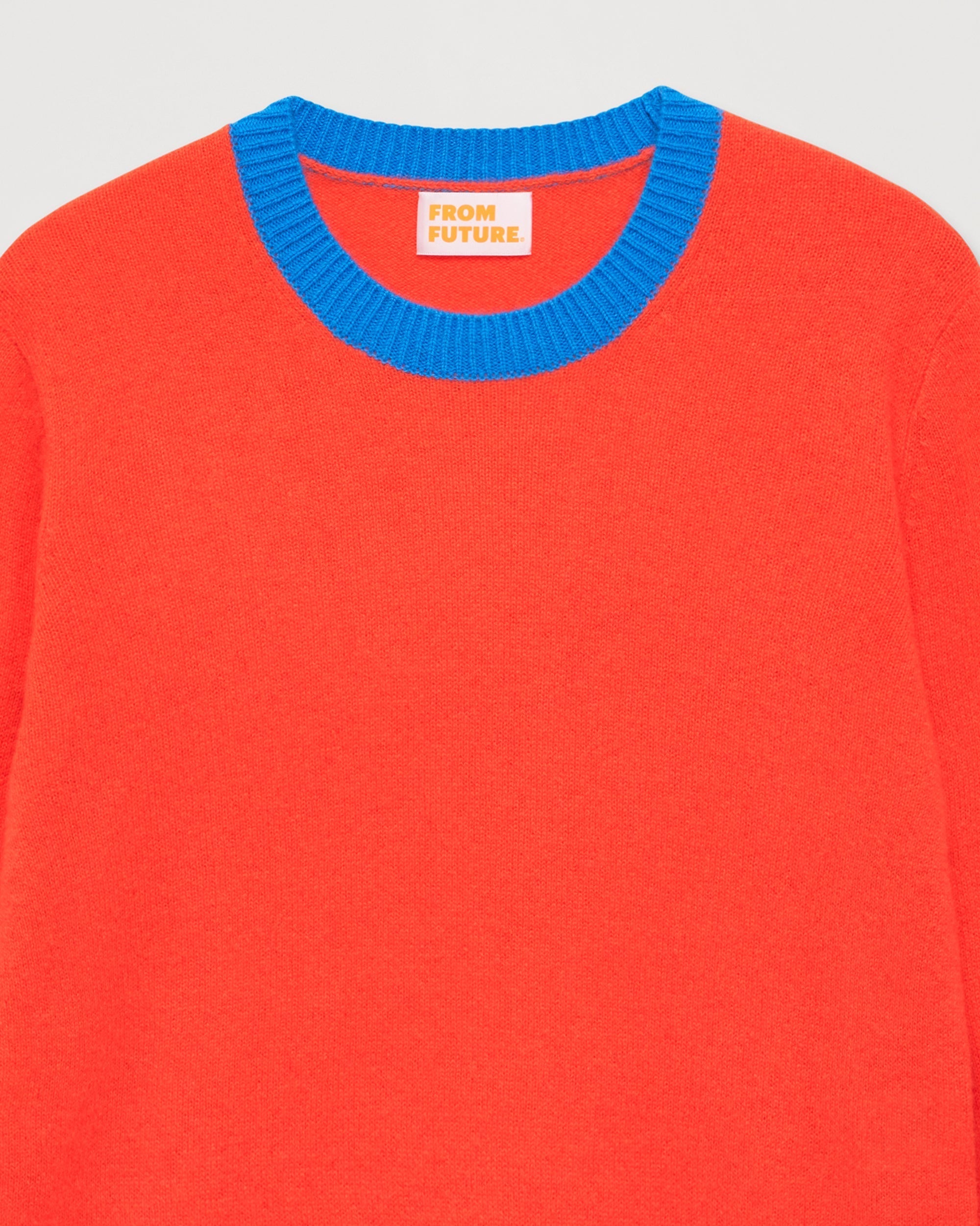 Pull Light à bord bicolore en cachemire - Neon Orange