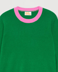 Pull Light à bord bicolore en cachemire - Summer Green