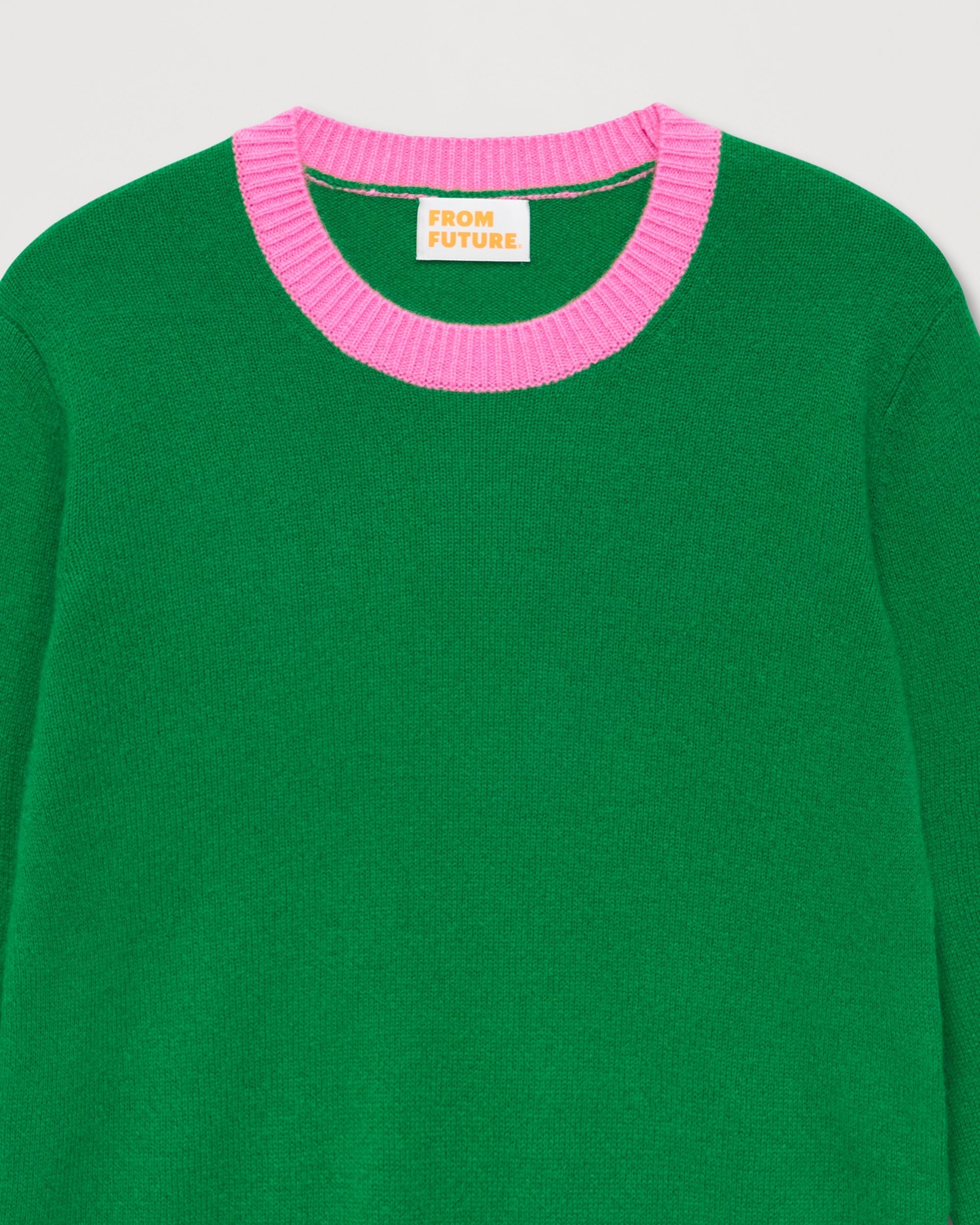 Pull Light à bord bicolore en cachemire - Summer Green