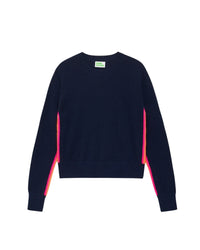 Pull à bande multicolore en cachemire - Navy