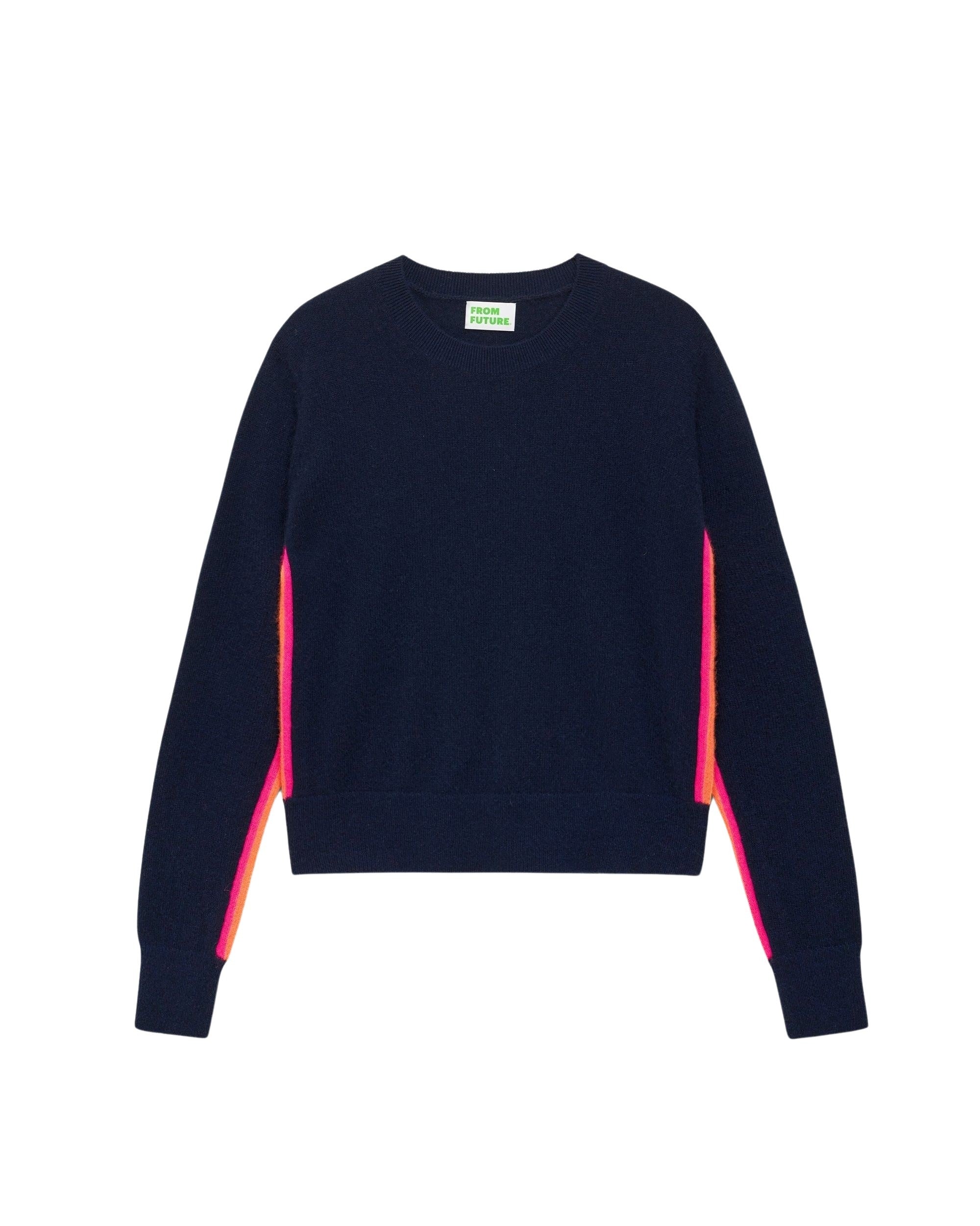 Pull à bande multicolore en cachemire - Navy
