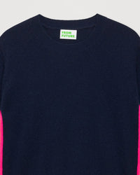 Pull à bande multicolore en cachemire - Navy