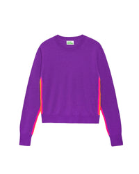 Pull à bande multicolore en cachemire - Neon Purple