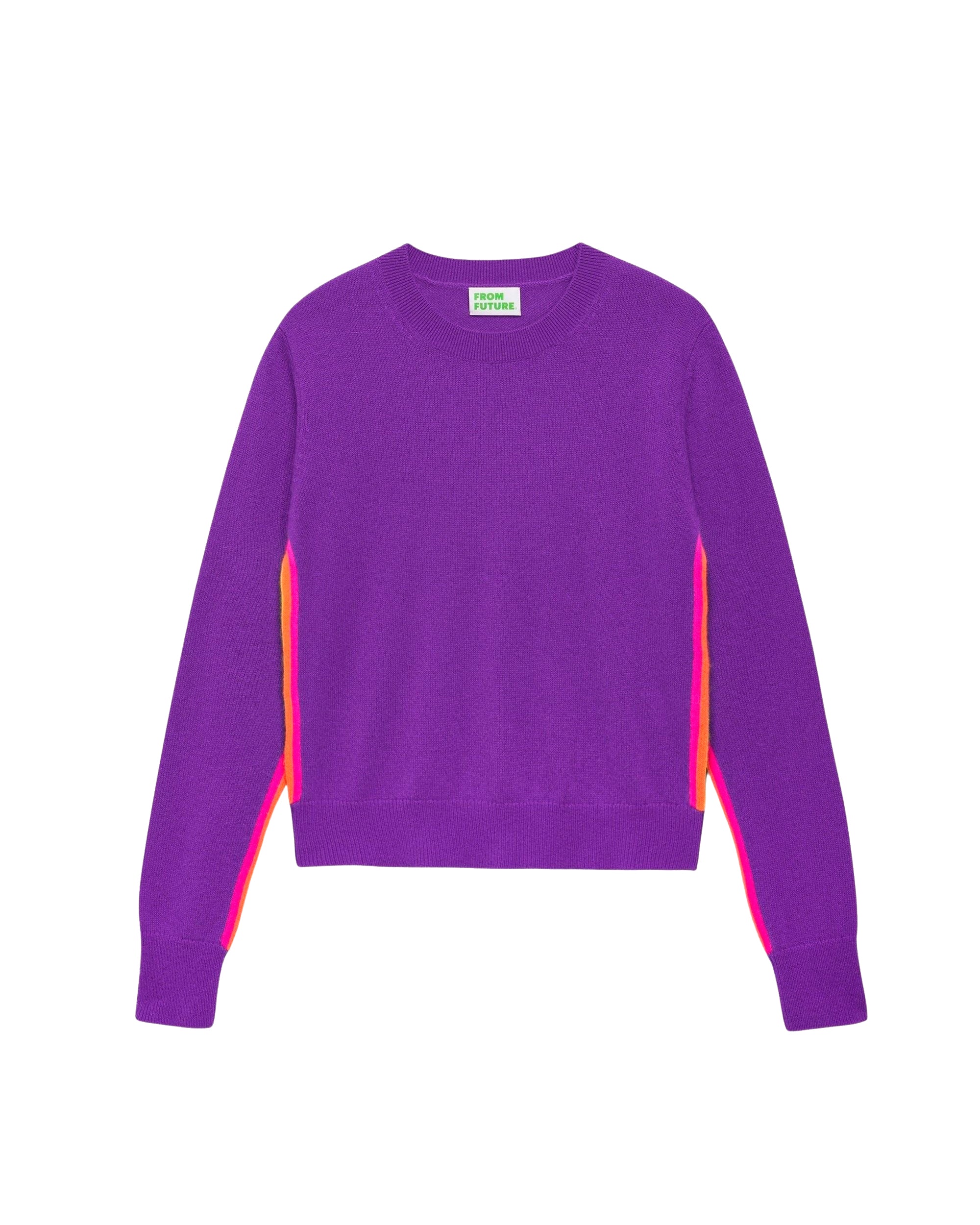 Pull à bande multicolore en cachemire - Neon Purple